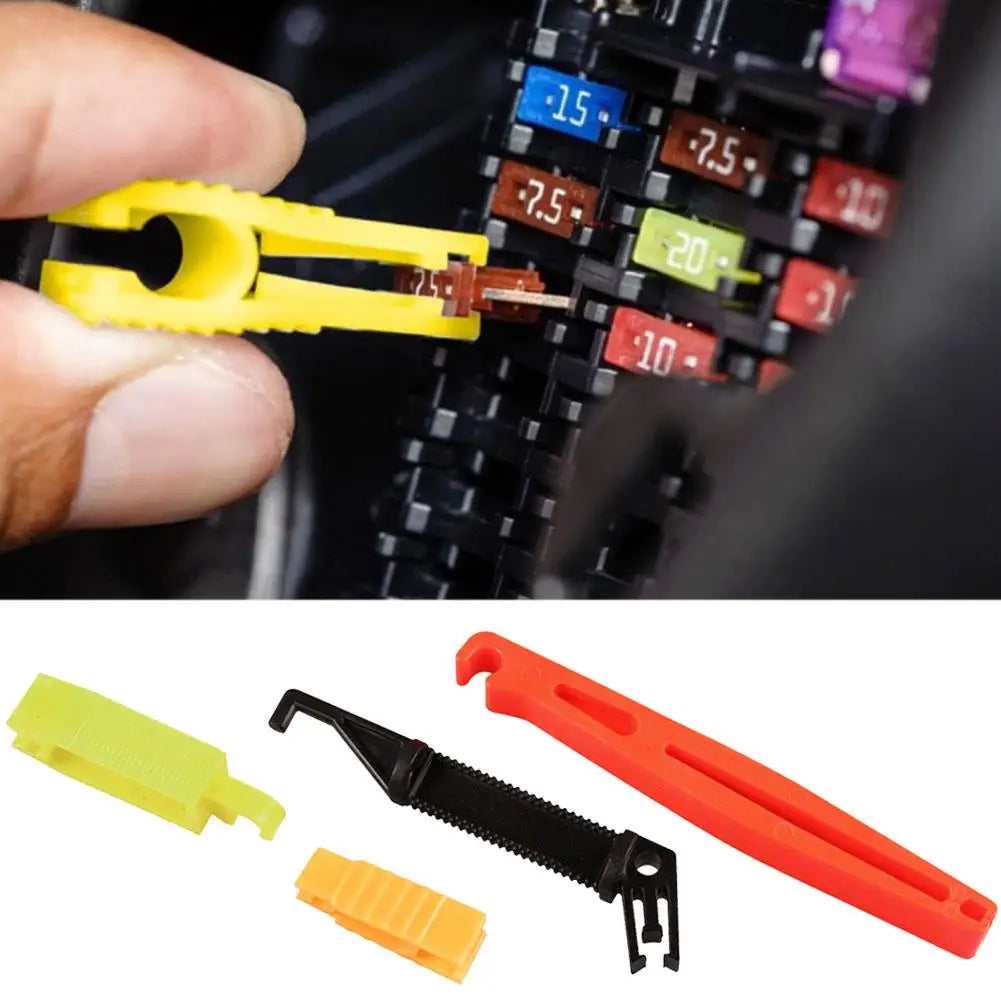4Pcs Car Fuse Puller Set Universal Plastic Fuse Removal Tool Clip Tweezers Extractor for Standard Medium Micro Fuse