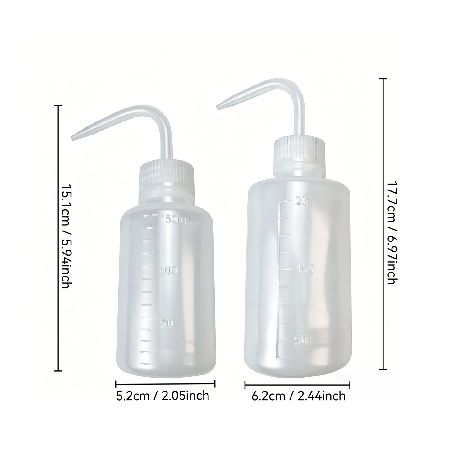 150ml 250ml Squeeze Water Bottle, Curved Pointed Nozzle Plastic Wash Bottle for Airbrush Cleaning and Plant Watering