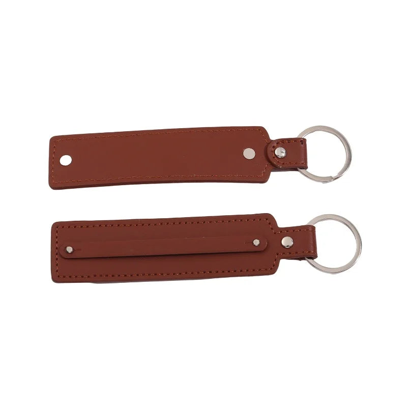 50pcs/lot PU Leather Keychain with 8mm Slide Bar Keyrings Key Holder Fit for 8mm DIY Slide Charms