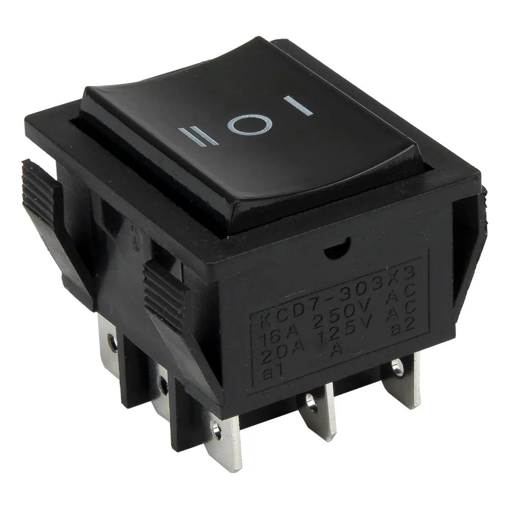KCD7-303 perforate 28 x 31 mm 9 pin ON - OFF - ON boat rocker switch power switch