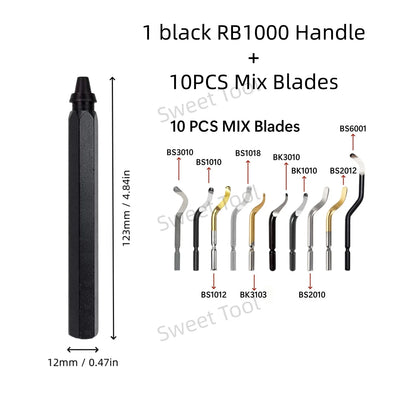 Deburring Tool Metal Handle with 1/10/11 Swivel Blades Burr Removal Reamer Tool for Plastic Metal Copper PVC Resin 3D Printing