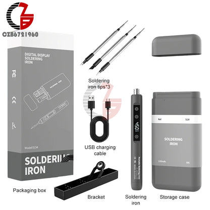 DC 5V Mini USB Type-C Soldering Iron Set Digital Electric Soldering Iron Adjustable Temperature DIY Heating Repair Welding Tool