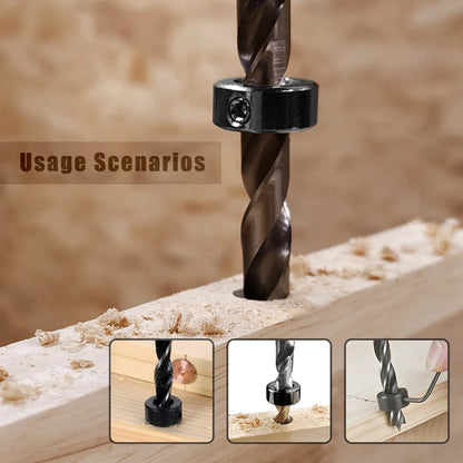 9Pcs 3-16mm Drill Depth Stop Bit Collar Set Adjustable Positioner Limit Ring The Stopper Set-Screws Woodworking Tool