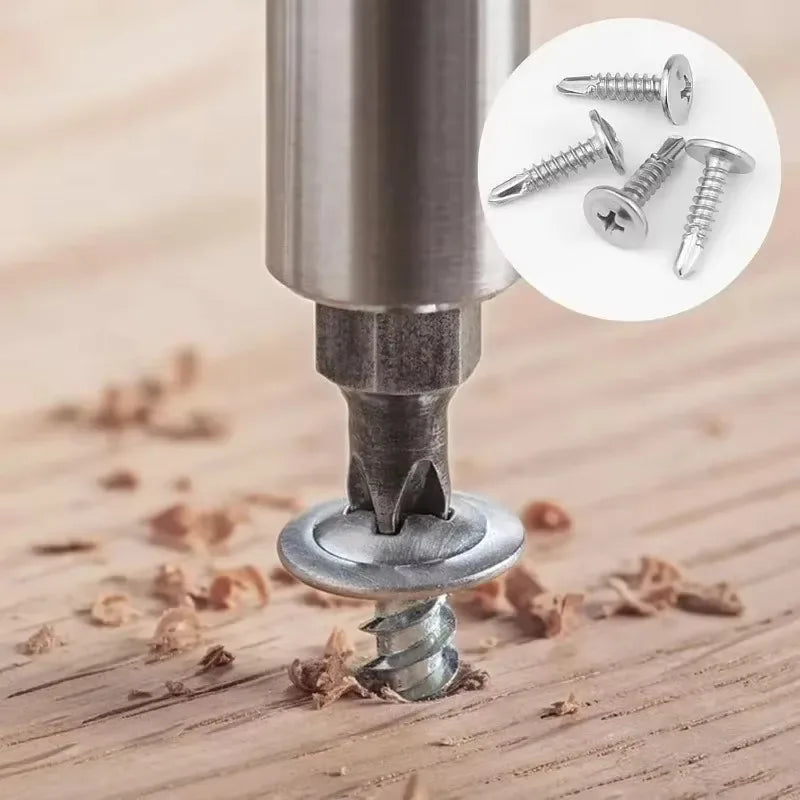 100PCS High-Strength #8 M4.2 Self-Tapping Sheet Metal Screws - 410 Stainless Steel Truss Head, Quick Tapping for Lath to Metal