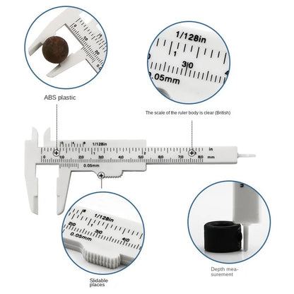 Plastic Portable Mini Sliding Vernier Caliper 0-80mm Double Scale Gauge Student Ruler Measure Tools Small Object Creative Gift