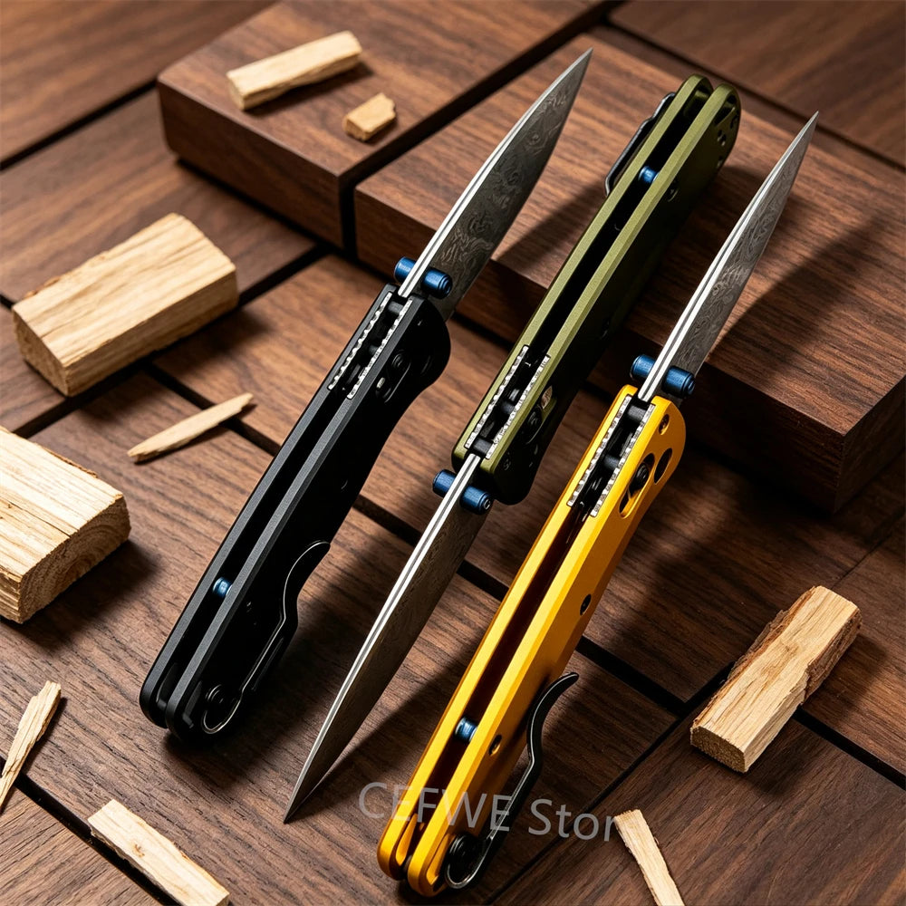 BM 533 Mini Bugout Axis Folding Knife, D2 Steel Blade Aluminum Handle Outdoor EDC Camping Hiking Fishing Cutting Tool Ideal Gift for Men