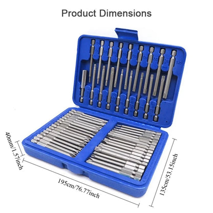 50Pcs 75mm Extra Long Reach Security Screwdriver Bit Set Magnetic Torx Star Hex Slotted Y‑U‑Type Bits with Hard Storage Case