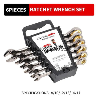12pcs/6pcs Dual-use Ratchet Head Quick Wrench Set Hardware Tools 72 Teeth Wholesale 180 Degree Rotation