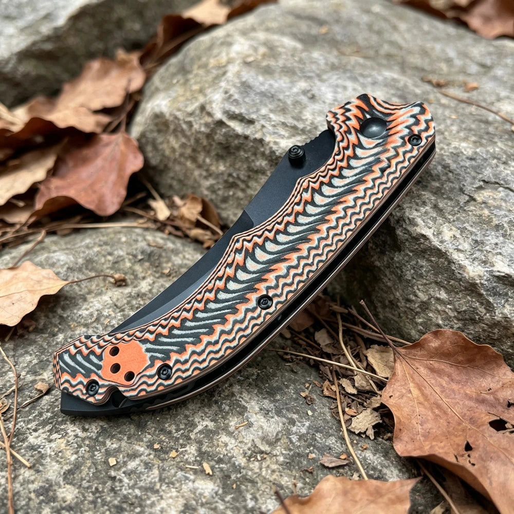 865 High Hardness Folding Knife G10 Handle Outdoor Hiking Wilderness Exploration Camping Cooking Barbecue Multi Functional Wear Resistant Practical Tool