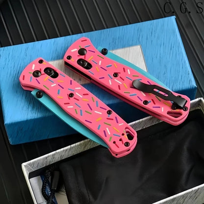 BM 535 Bugout Donut Pink Aluminum Bearing Folding Knife Multifunctional Portable Outdoor Camping Hunting Fishing EDC Tools