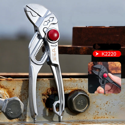 4 Inch Mini Groove Joint Pliers with Push Lock V Jaw Fast Adjustable for Tight Spaces Multi Surface Grip