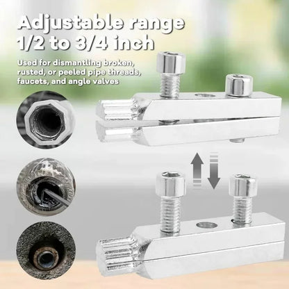 Pipe Stripped Screw Set, Water Faucet Broken Wire Extractor & Stainless Steel Wrench Handle Damaged Nipple Easy Out Remover Tool