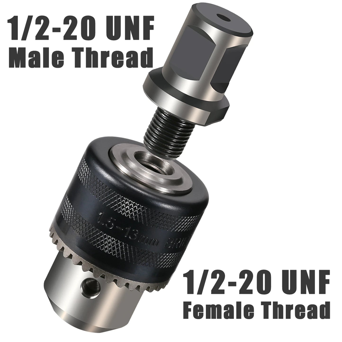 Magnetic Drill Chuck Adapter 1.5-13mm 19mm Weldon Shank 1/2''-20 UNF Thread Drill Bit Adapter with Chuck Key Hardware Tool