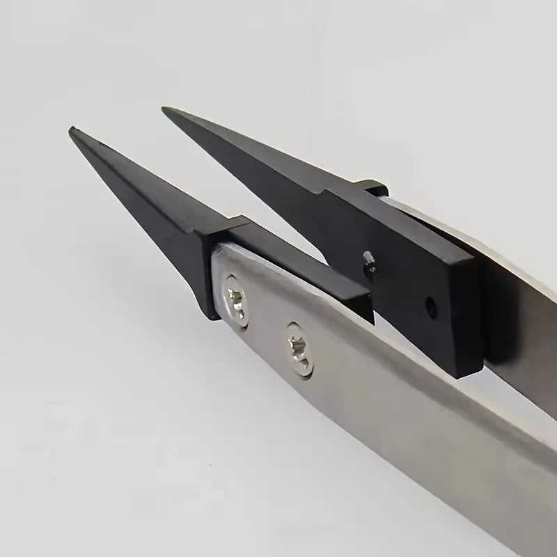 ESD-Safe Precision Tweezers Anti-Static Tips with Heavy-Duty Metal for Electronics & Jewelry Repair Tools Accessories