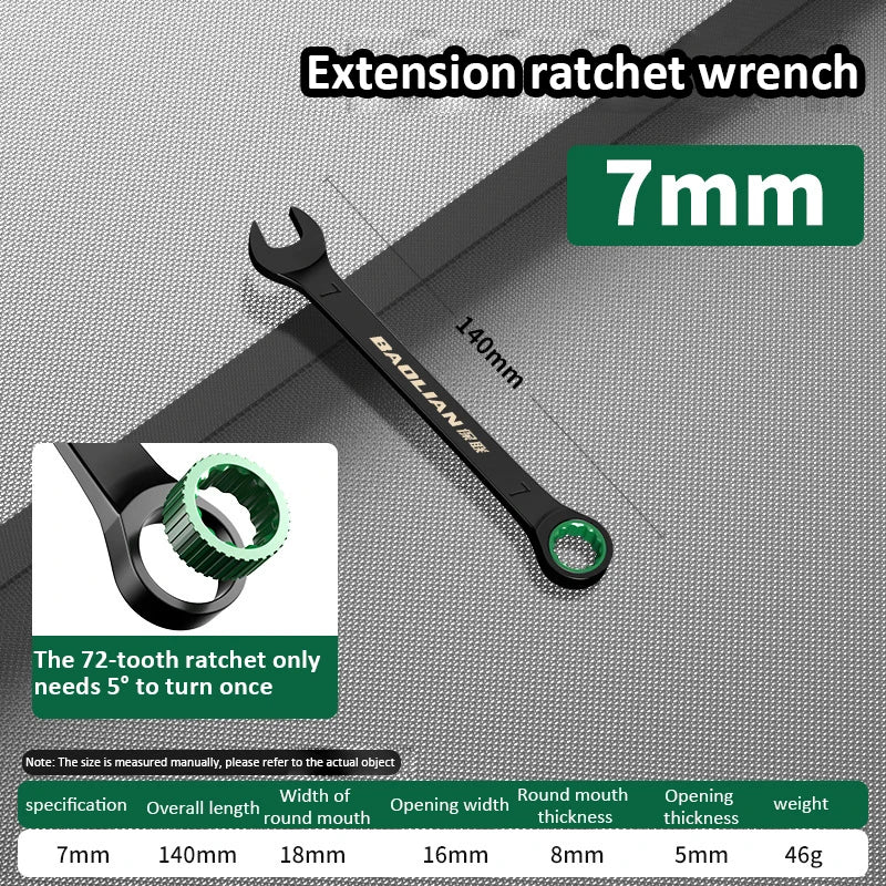 Dual-Purpose Wrench Fast Plum Blossom Ratchet Wrench Industrial Grade 72 Tooth Labor-Saving, Fast and Durable Dual-use Wrench