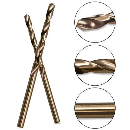 10pcs/set HSS M35 Cobalt Drill Bits 1-3mm for Metal/Stainless Steel - High-Speed Steel Cobalt Coated Drill Bits with Enhanced