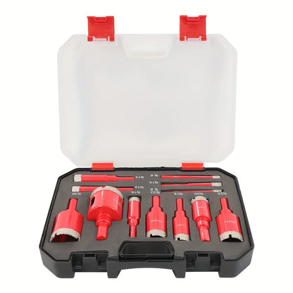 12Pcs Diamond Coated Drill Bits Set 6-35mm Hole Saw Kit for Glass Marble Granite Stone Tile Ceramic - Hand Tool