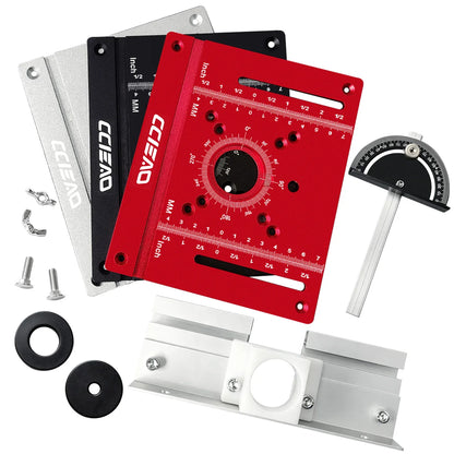 Router Insert Plate Full Kit Aluminum Router Table Base Miter Gauge Sliding Hardware Dual Scale Benchtop Wood Router Woodworking