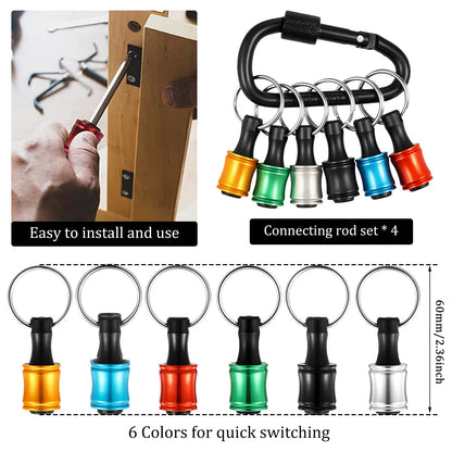 Bit Holder With Carabiner 1/4"Hex Shank Alloy Screwdriver Bits Holder Quick-change Extension Bar Keychain Drill Screw Adapter