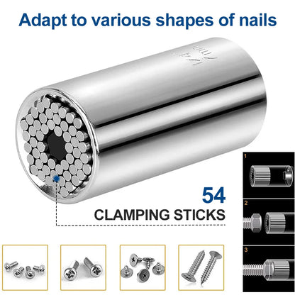 3Pcs Universal Sleeve Set All-Fitting Multi Drill Attachment Adjustable Hex Universal Socket 3/8" Drive Wrench Repair Tools