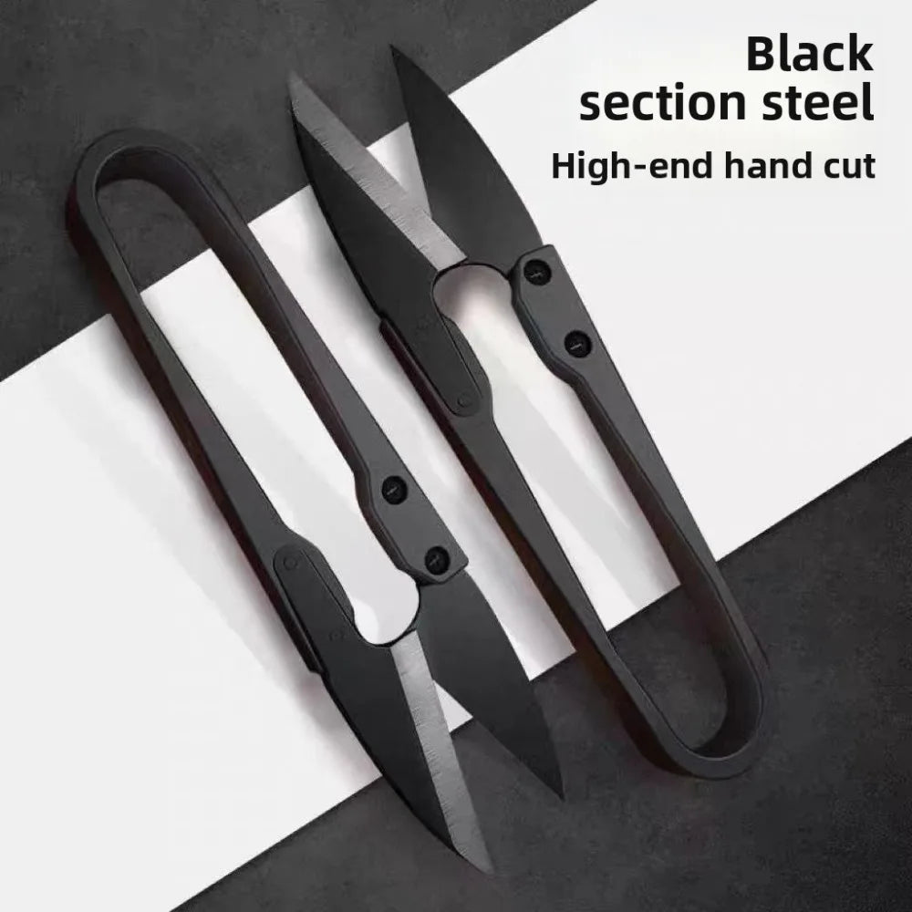 1pc Black Carbon Steel U-shaped Shears Stainless Elastic Scissors Clothing Needle Thread Knitting Supplies Scissors Accessories