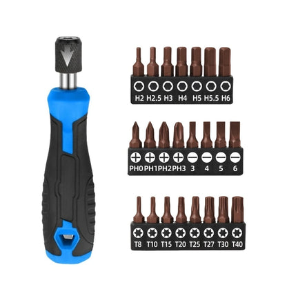 1/4 (6.35mm) Hi-Spec Ratchet Screwdriver Bit Set Multifunctional Magnetic Bit Driver Holder Handle Slotted Hex Torx Phillips Bit