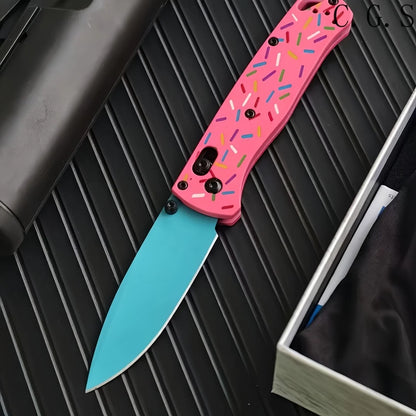 BM 535 Bugout Donut Pink Aluminum Bearing Folding Knife Multifunctional Portable Outdoor Camping Hunting Fishing EDC Tools