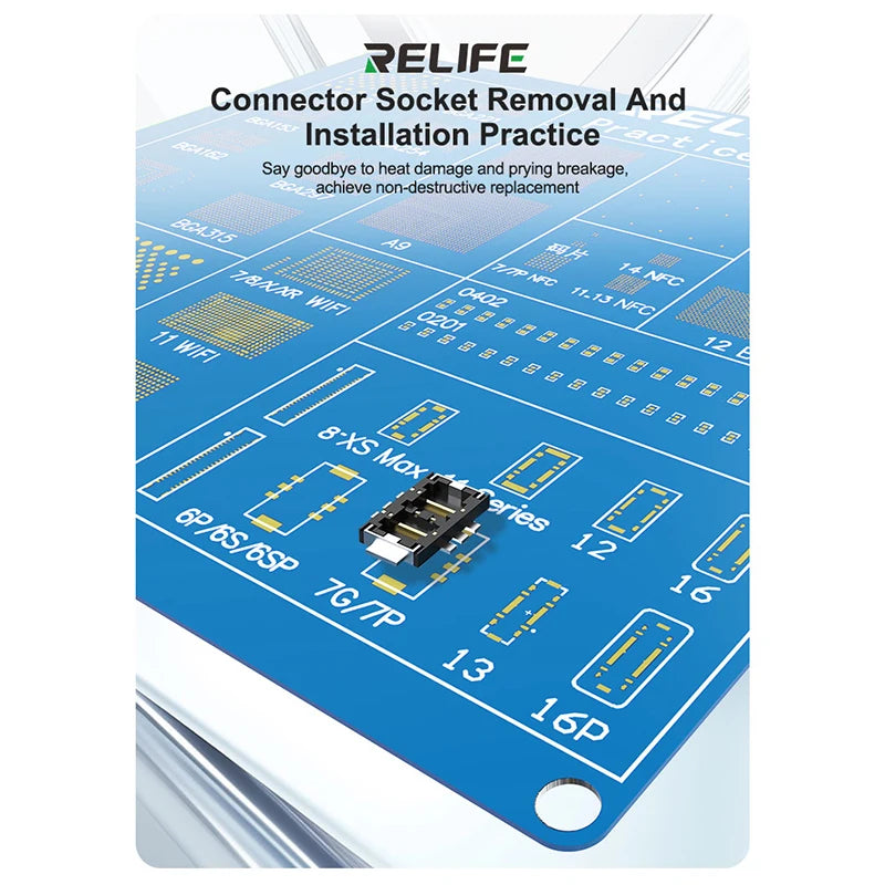 RELIFE RL-044R Welding Test Practice Board Connector Socket Removal and Installation Practice for Phone Repair Tools