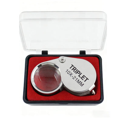10-30X Gold/Silver Boxed Portable Blinds Folding Three Piece Jewelry/Labels/Reading Eye Tools Reading Magnifying Glass
