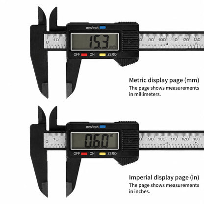 0-150mm Dual Unit Carbon Fiber Digital Vernier Caliper,MM/Inch, Inner&Outer Diameter Measuring Tool for Jewelry and Hardware