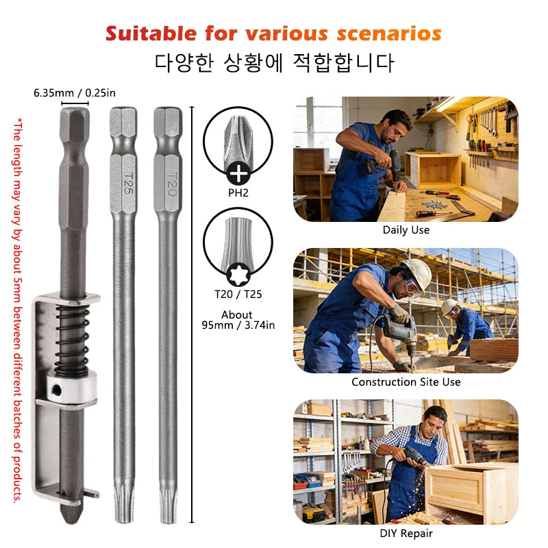 iLMH Spring-loaded Screw Holder Bit, Anti-Drop Screw Fixing Bit Power Tool Accessories, Drill Bit Holder for PH2 T20 T25 Screw
