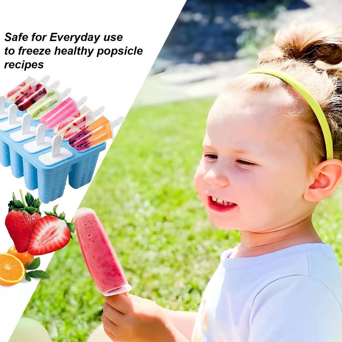 Silicone Popsicle Molds 10 Pcs Ice Pop Maker with 10 Large, Blue [3]