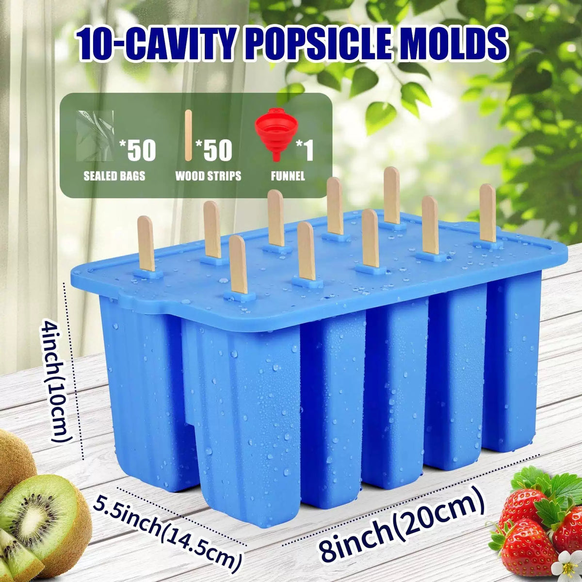Silicone Popsicles Molds, Food Grade Popsicle Molds for Kids, 10 Cavity, Blue [2]