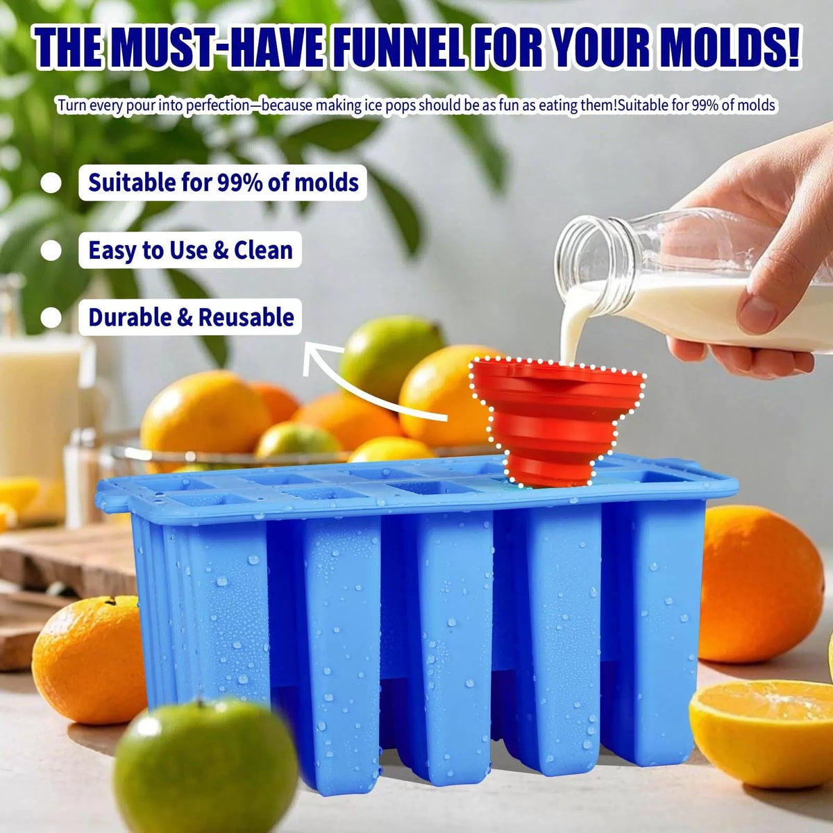 Silicone Popsicles Molds, Food Grade Popsicle Molds for Kids, 10 Cavity, Blue [4]