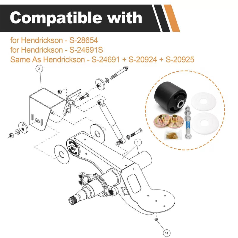 Single-Pivot Bushing Kit with Alignment Collars for Hendrickson QUIK-ALIGN [3]