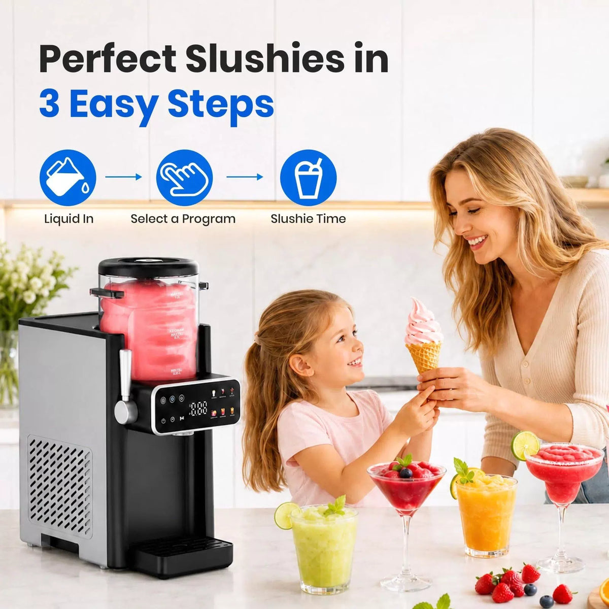 Slushie Machine for Home, Ice Cream Maker, 6 Presets, No Standard, Black [2]