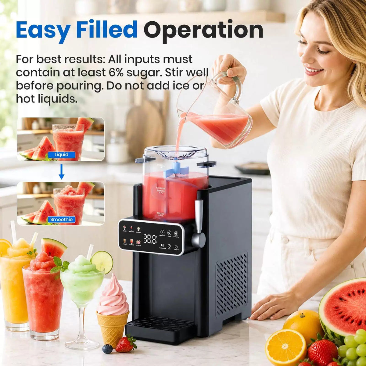 Slushie Machine for Home, Ice Cream Maker, 6 Presets, No Standard, Black [3]