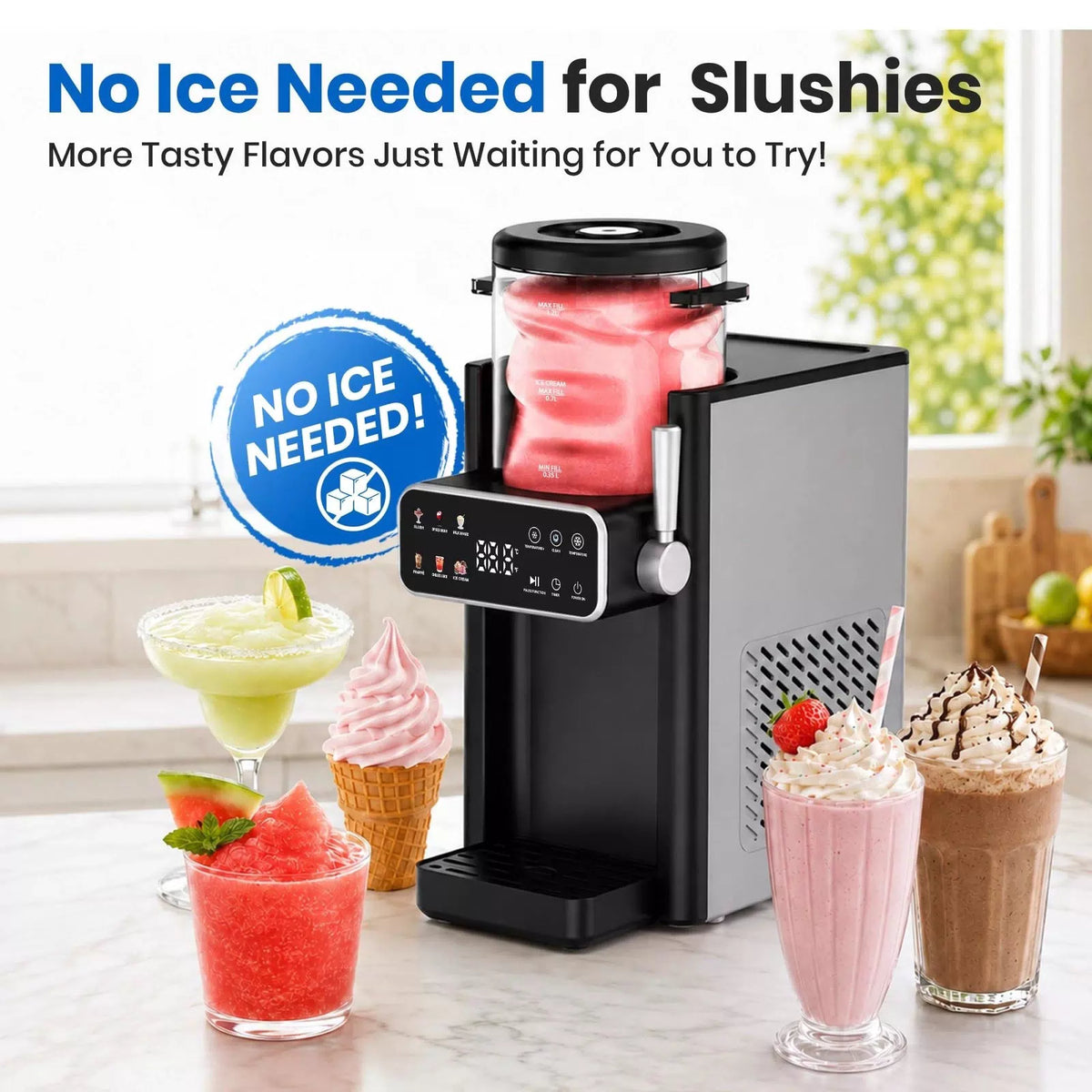Slushie Machine for Home, Ice Cream Maker, 6 Presets, No Standard, Black [4]