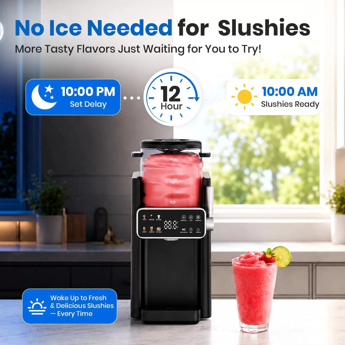 Slushie Machine for Home, Ice Cream Maker, 6 Presets, No Standard, Black [8]