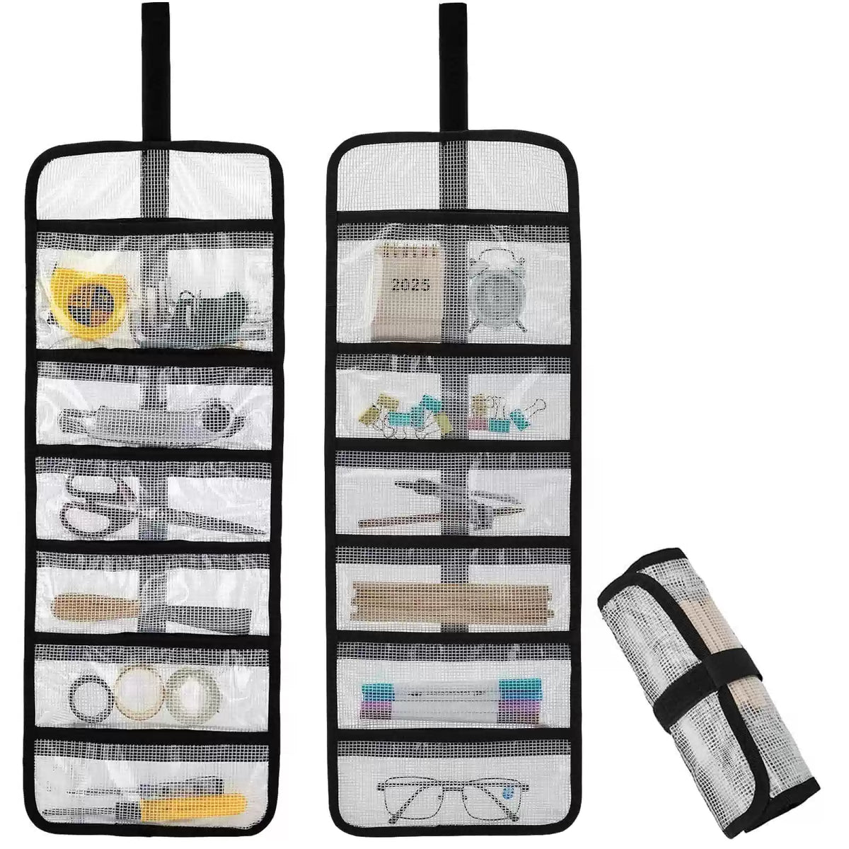 Small Roll Up Storage Bag, 6 Pockets Tool Kit, Suitable Small, 2-pack [1]