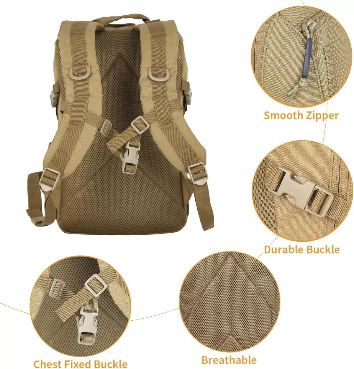 Small Tactical Backpack Military Daypack 12L Molle Bag Rucksack Army Tan [5]