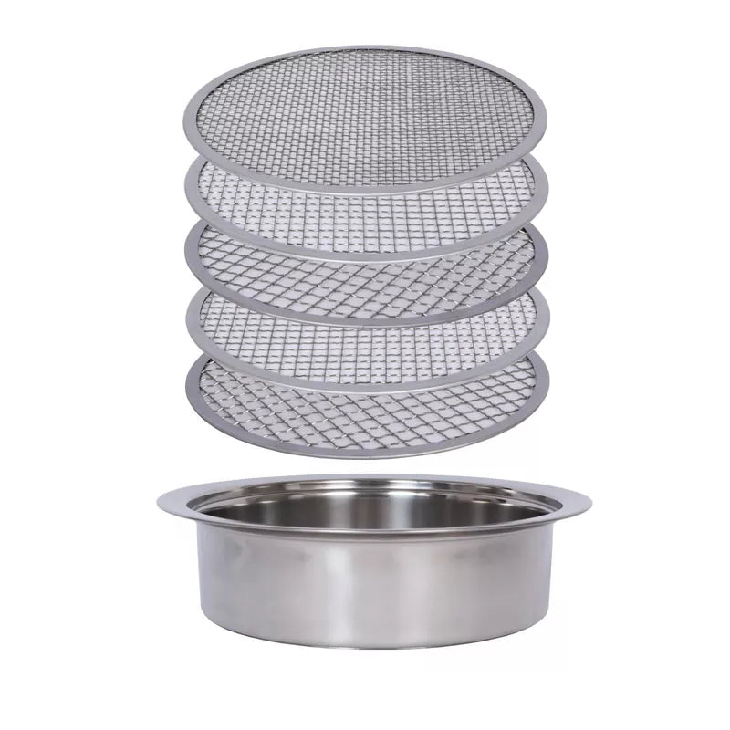 Soil Sifter Set for Garden with 5PCS Mesh(1,3,6,9,12mm) Sieve silver [1]