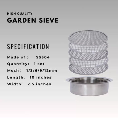Soil Sifter Set for Garden with 5PCS Mesh(1,3,6,9,12mm) Sieve silver [4]