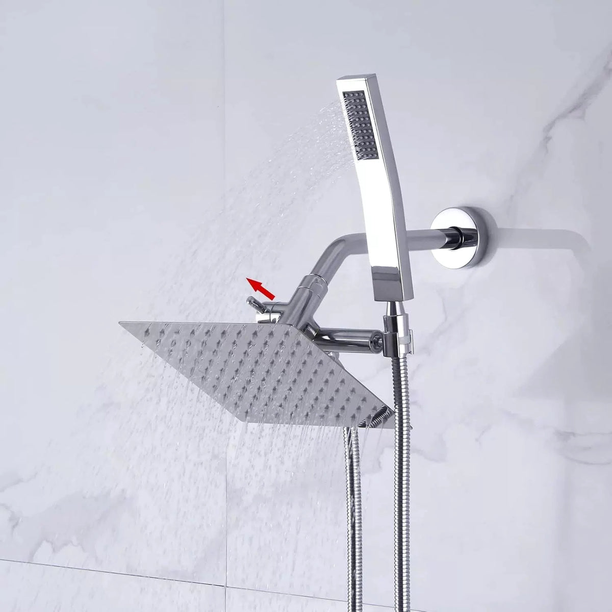 Solid Metal Shower Arm Diverter with Handshower Mount for Hand Held Chrome [5]