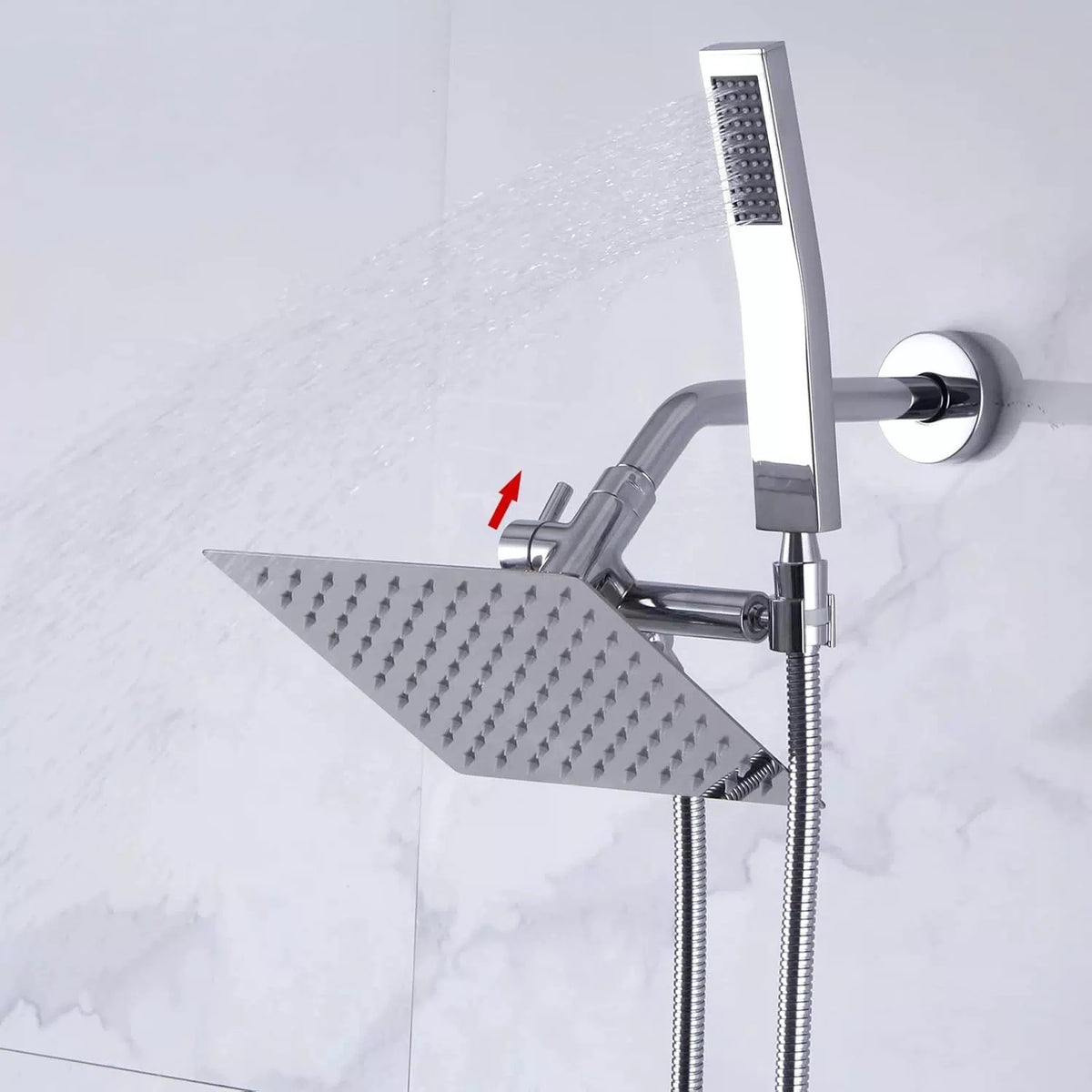Solid Metal Shower Arm Diverter with Handshower Mount for Hand Held Chrome [6]