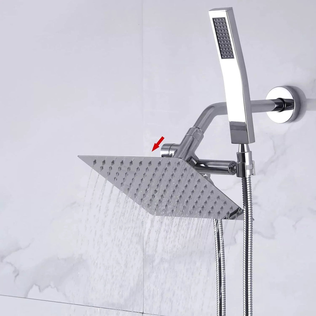 Solid Metal Shower Arm Diverter with Handshower Mount for Hand Held Chrome [7]