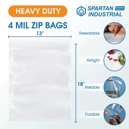 Spartan Industrial - 13” X 18” (100 Count) 4 Mil Thick Clear 13" X 18", clear [2]