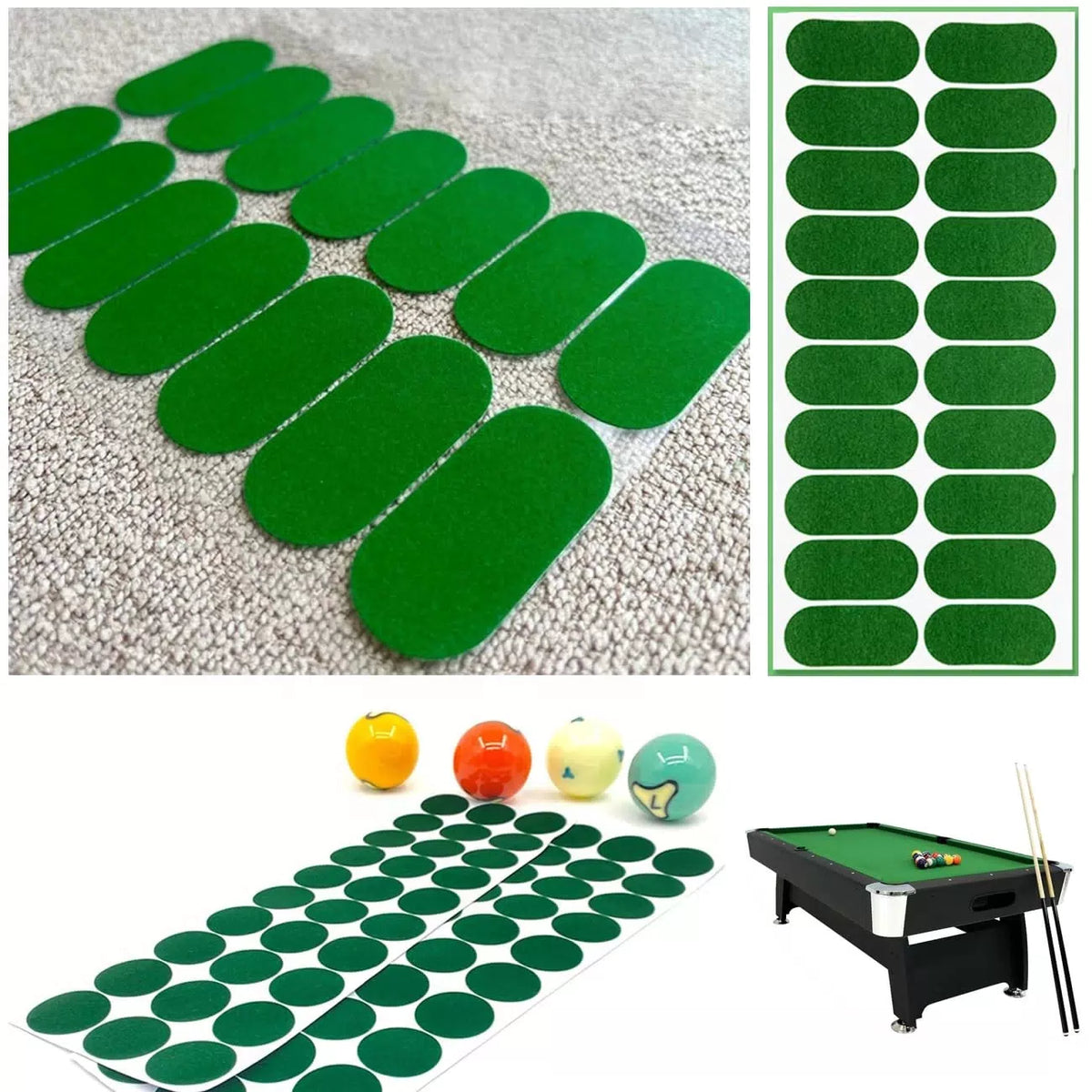SquEqu 55 Pack Billiards Tables Repair Patches Self-Adhesive Green [4]