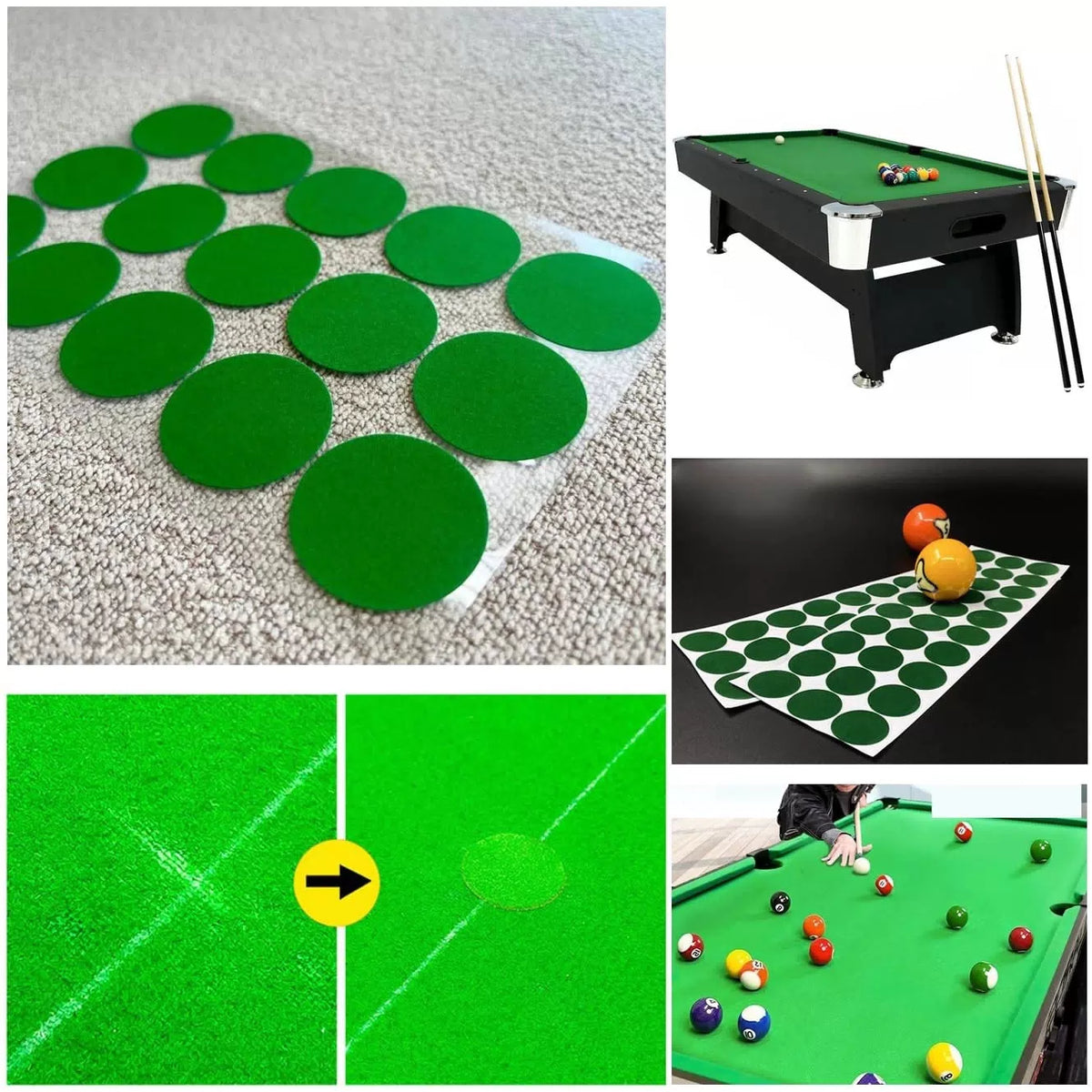 SquEqu 55 Pack Billiards Tables Repair Patches Self-Adhesive Green [6]