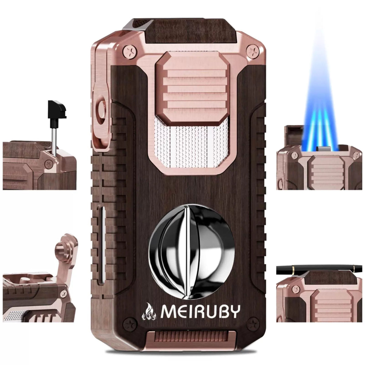 Stocking Stuffers Gifts for Men, 5-in-1 Butane Torch Lighter, Wood Color [1]